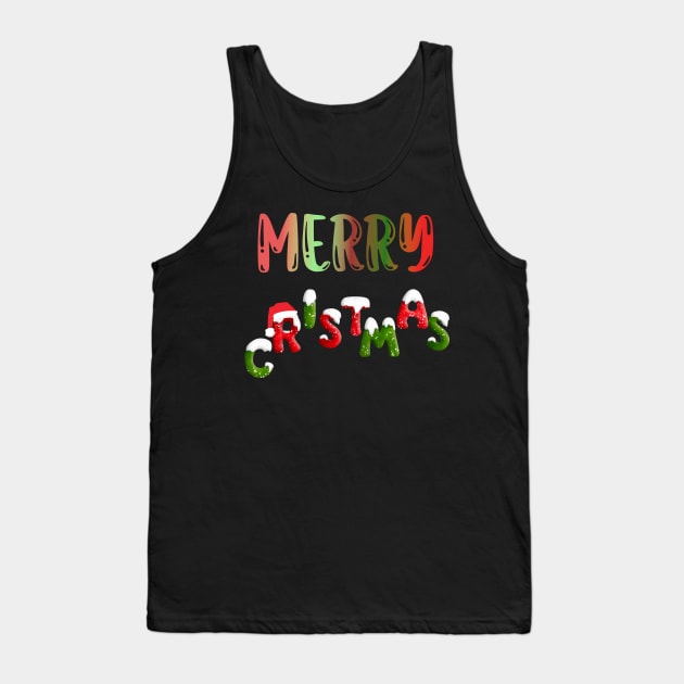 Merry Christmas Holidays festive Santa hat words Tank Top by KZK101